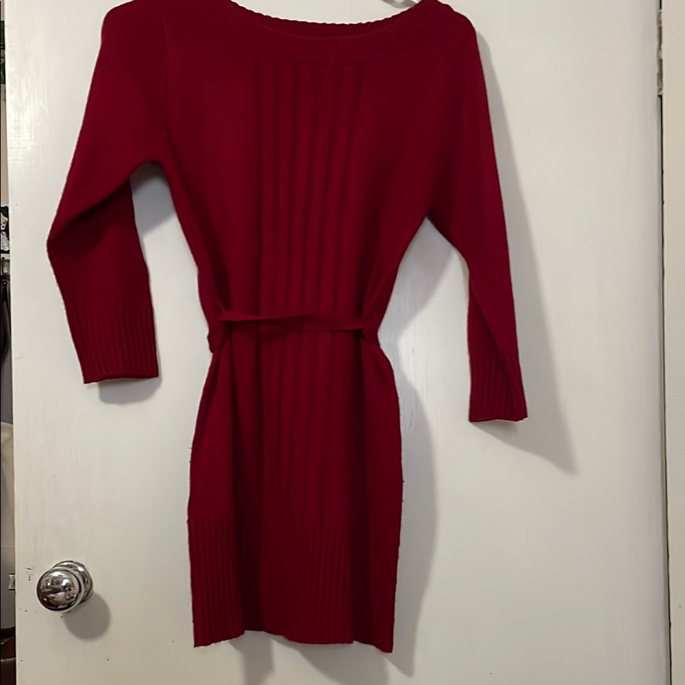 Kids XL Acrylic Knit Long Sleeve Red Dress